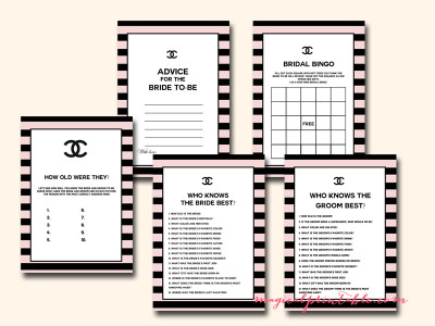 Light Pink and Black Coco Chanel Bridal Shower Games