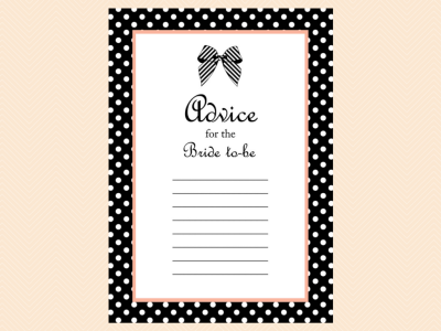 advice for bride, Black and White Ribbon Bridal Shower Games