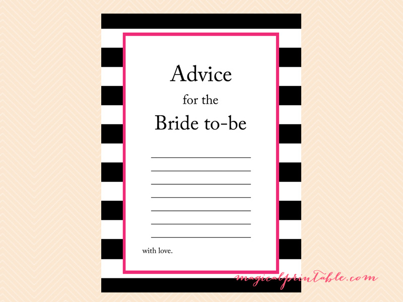 Hot Pink, Black Stripes Bridal Shower Games - Kate Spade - Magical ...