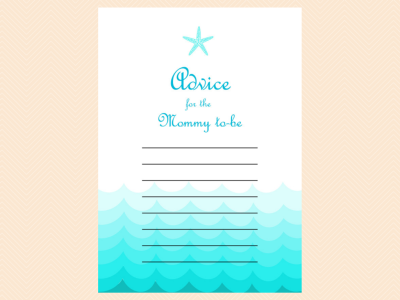 advice mommy to be, Beach, Sea Waves, Nautical Baby Shower Games