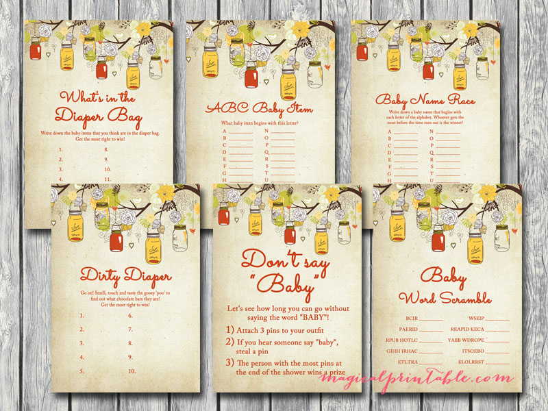 Autumn Baby Shower Game Pack - Magical Printable