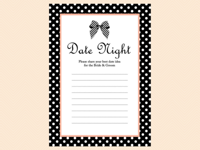 date night ideas, Black and White Ribbon Bridal Shower Games Printable Pack, Black & White Stripes Bridal