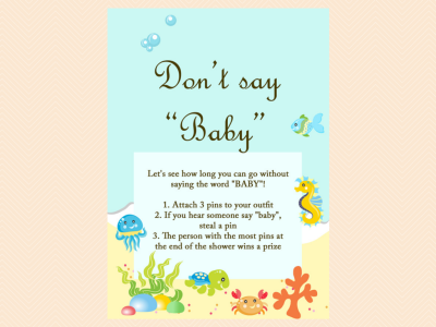 dont say baby game sign, Beach, Sea, Under the Sea Baby Shower Game Printables,