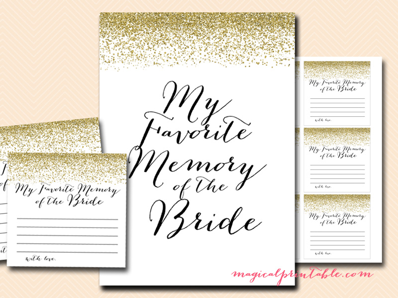 Gold Glitter Bridal Shower Game Pack - Magical Printable