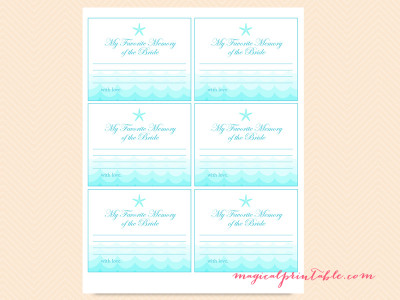 Beach Theme Bridal Shower Games - Magical Printable