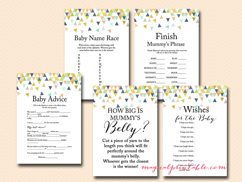 Geometric Baby Shower Game Set Magical Printable