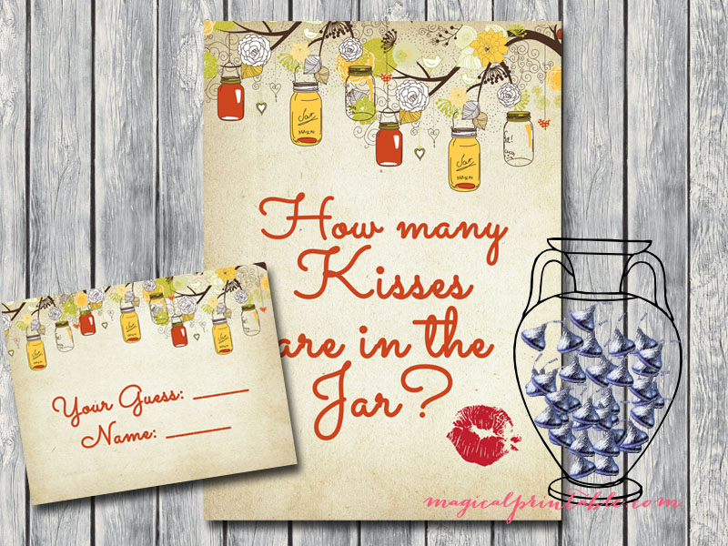 Autumn Fall Mason Jars Bridal Shower Game Pack