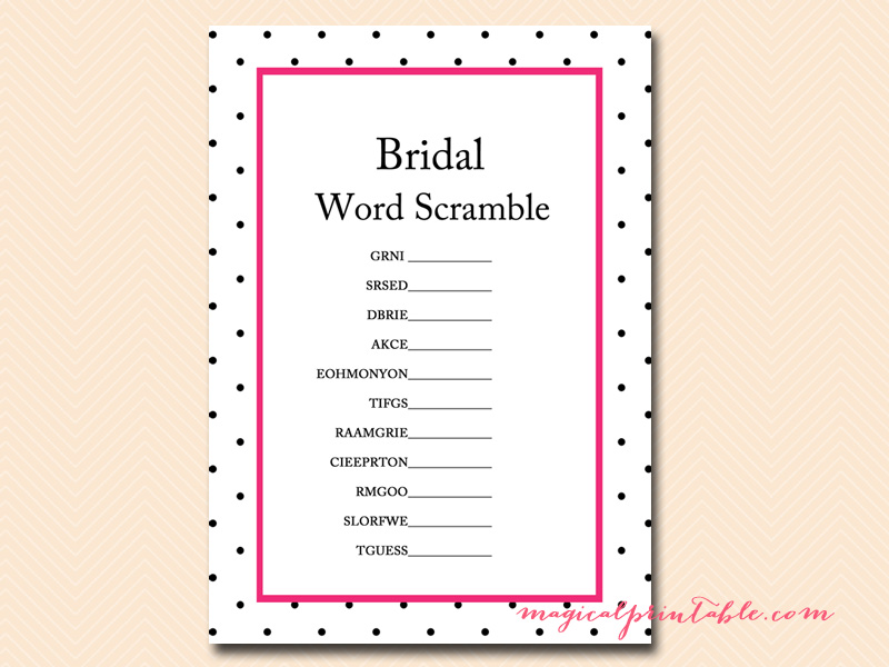 Kate Spade Inspired Hot Pink, Dots Bridal Shower Games