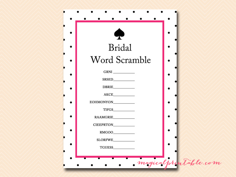 Kate Spade Bridal Shower Game Pack - Magical Printable