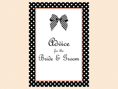sign, Black and White Ribbon Bridal Shower Games Printable