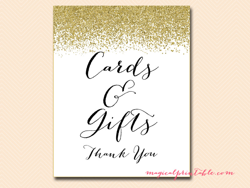 Printable Gold Glitter Wedding Signage - Bridal - Baby Shower