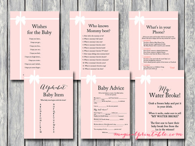 tiffany pink baby shower game pack, instant download, tiffany baby shower games, printable games