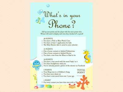 whats in your phone, Beach, Sea, Under the Sea Baby Shower
