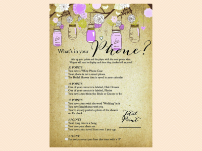 whats in your phone game, Editable Bridal Shower Invitations, Editable Baby Shower, Purple