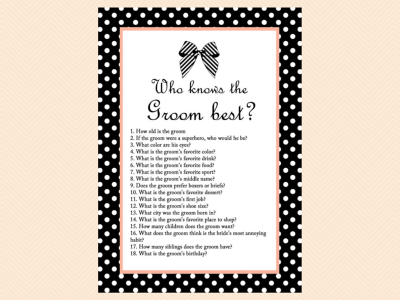 who knows bride best, Black and White Ribbon Bridal Shower Games Printable