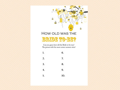 HOW OLD WAS THE BRIDE TO BE Honey Bee Bridal Shower Game Package, Bee Theme Bridal Activities, Unique Bridal Shower Games, Bachelorette Games, Wedding Shower Games BS29