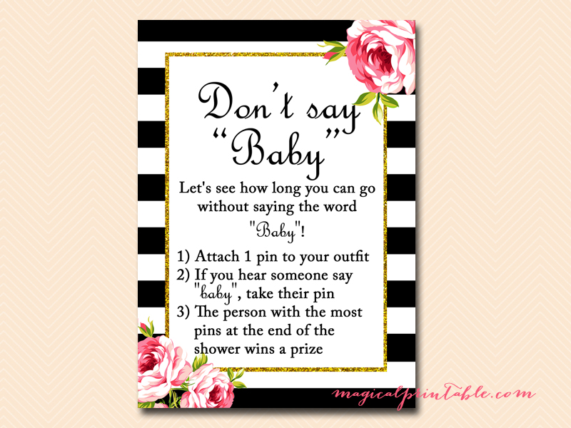 Floral Black and White Baby Shower Games - Magical Printable