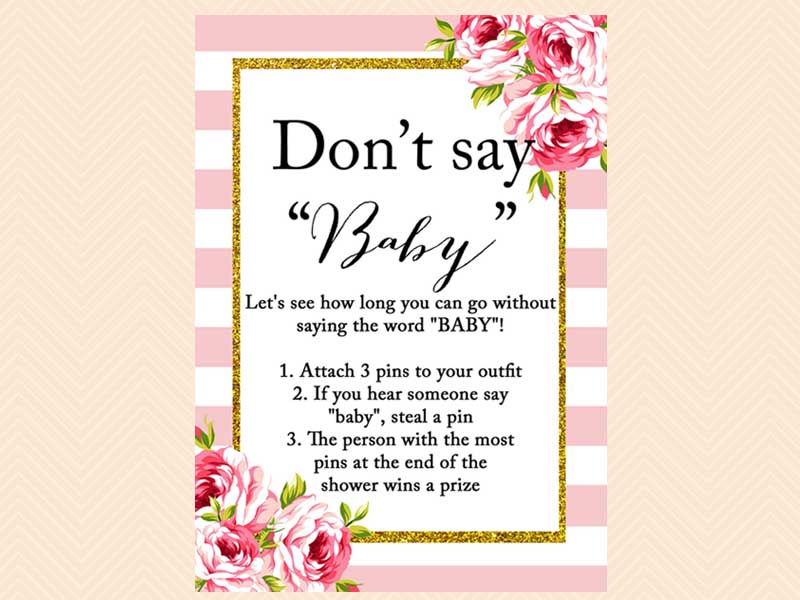 Pink floral baby shower game Set - Magical Printable