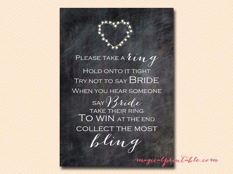 Rustic, Chalkboard Bridal Shower Game - Magical Printable