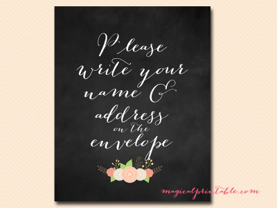 please write your name and address on envelope sign