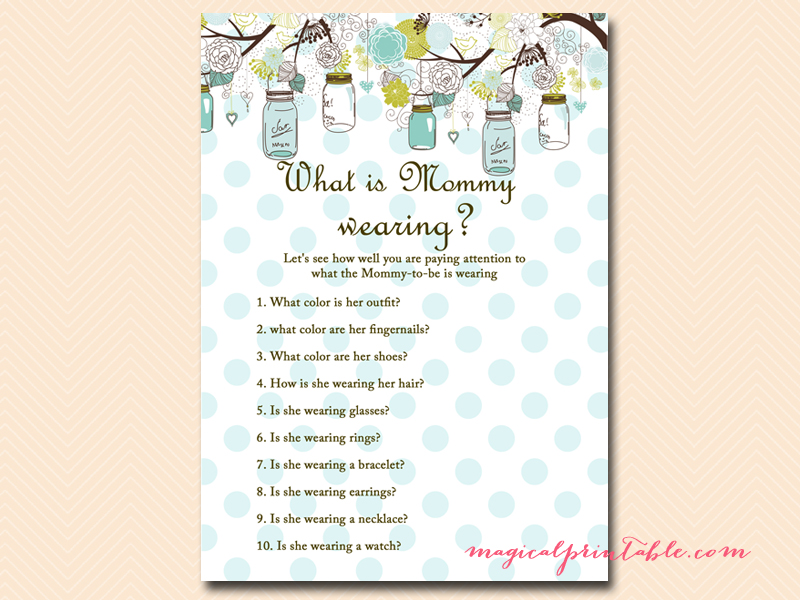 Mason Jars Baby Shower Game Package Magical Printable