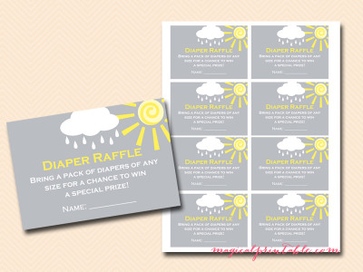 diaper-raffle-cards You are my Sunshine Baby Shower Game Pack