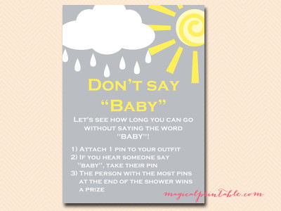 dont-say-baby You are my Sunshine Baby Shower Game Pack