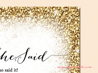 gold glam bridal shower games package, bs140, gold nugget bridal shower games, gold frame-close-up