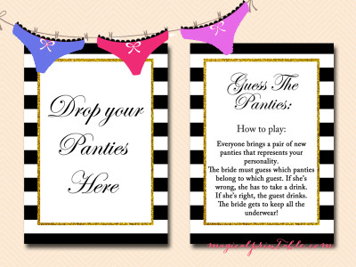 guess the panties game, bridal shower game, bachelorette game