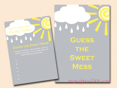 sweet-mess-sign You are my Sunshine Baby Shower Game Pack