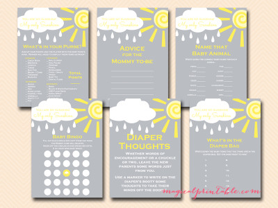 you are my sunshine baby shower games, my only sunshine, instant download, tlc112