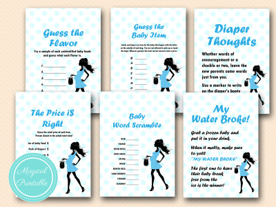 baby boy baby shower game pack, instant download, pregnant lady