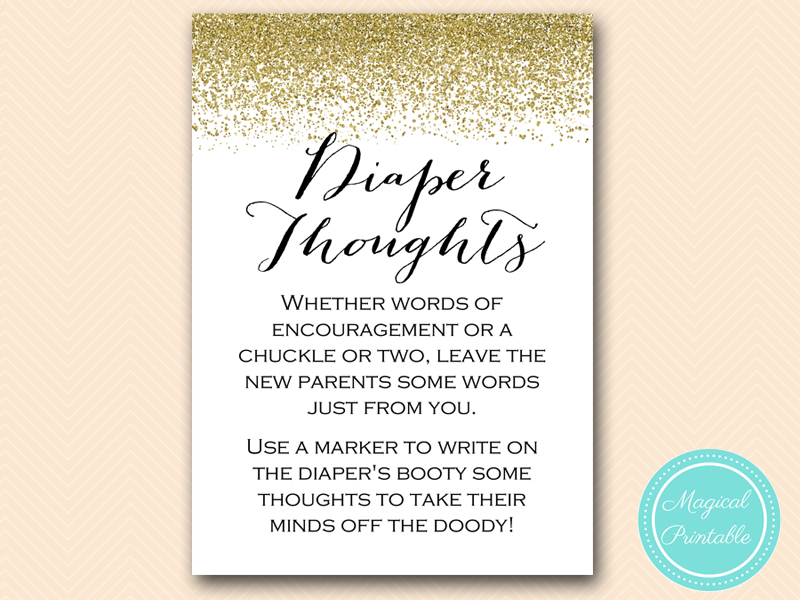 Printable Gold Glitter Baby Shower Game Pack