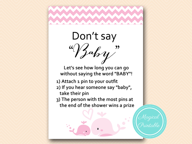 Pink Whale Baby Shower Games - Magical Printable