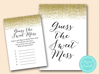 guess the sweet mess baby shower game, baby food game