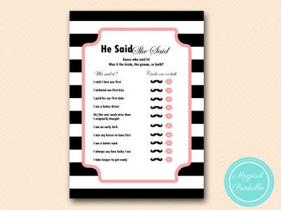 Parisian, Chanel, Chic Printable Chic Bridal Shower Games