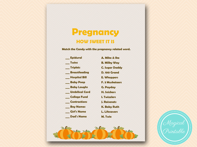 Pumpkin Baby Shower Games Magical Printable