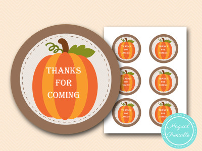 little pumpkin faovr tags, baby shower thank you tags