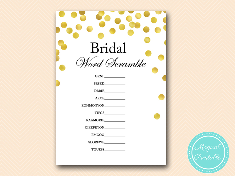 Gold Dots Bridal Shower Games Magical Printable
