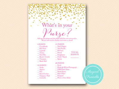 Incredibly hot Purple and Gold Confetti Bridal Shower Online games photograph relating to Bridal Shower Purse Game Free Printable identified as Sizzling Crimson and Gold Confetti Bridal Shower Game titles