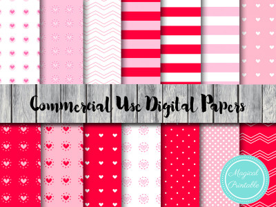 Pink and Red Love, Hearts Digital Papers, Valentine's Digital Papers dp32
