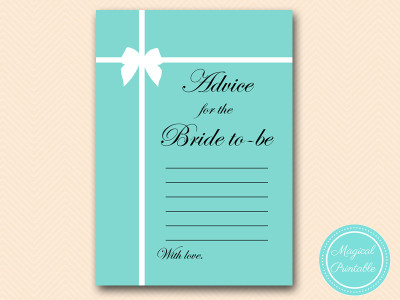 advice-for-bride-card Tiffany Theme Bridal Shower Games Pack