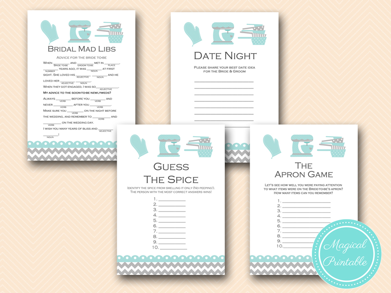 Tiffany Blue Kitchen Bridal Shower Games Magical Printable