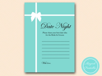 date-night-card Tiffany Theme Bridal Shower Games Pack