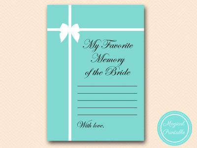 favorite-memory-of-bride-card Tiffany Theme Bridal Shower Games Pack