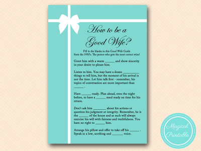 good-wife-guide-game Tiffany Theme Bridal Shower Games Pack