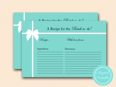 tiffany bridal shower recipe card bs54