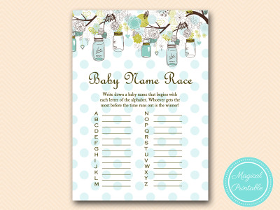 baby name race baby shower game