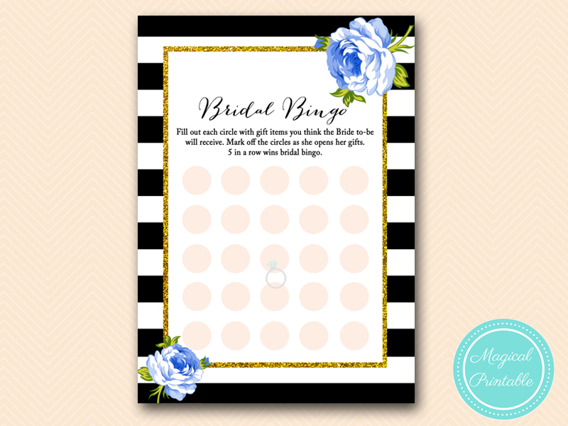 Blue Floral Bridal Shower Games - Magical Printable