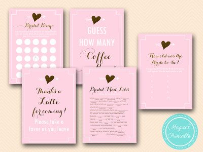 coffee bridal shower games pack instant download latte